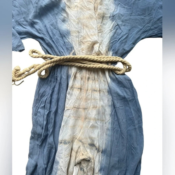 Vintage Havana Blue & White Rope-Tie Jumpsuit | Size M | Beachy Boho Vibes - Picture 3 of 3